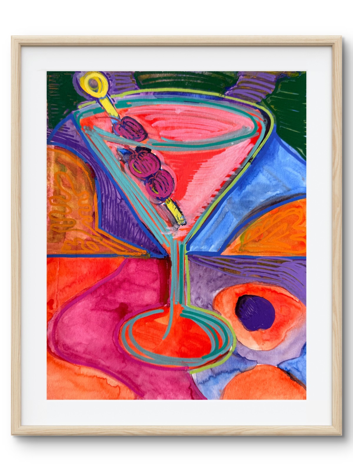 Original 8×10 OOAK Original Abstract Cherry Martini Fine Pop Art