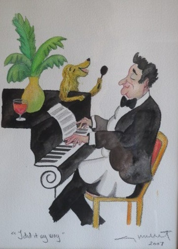 Guy Buffet (1943-2023) signed original watercolor 15 x 11 «I Did it My Way»