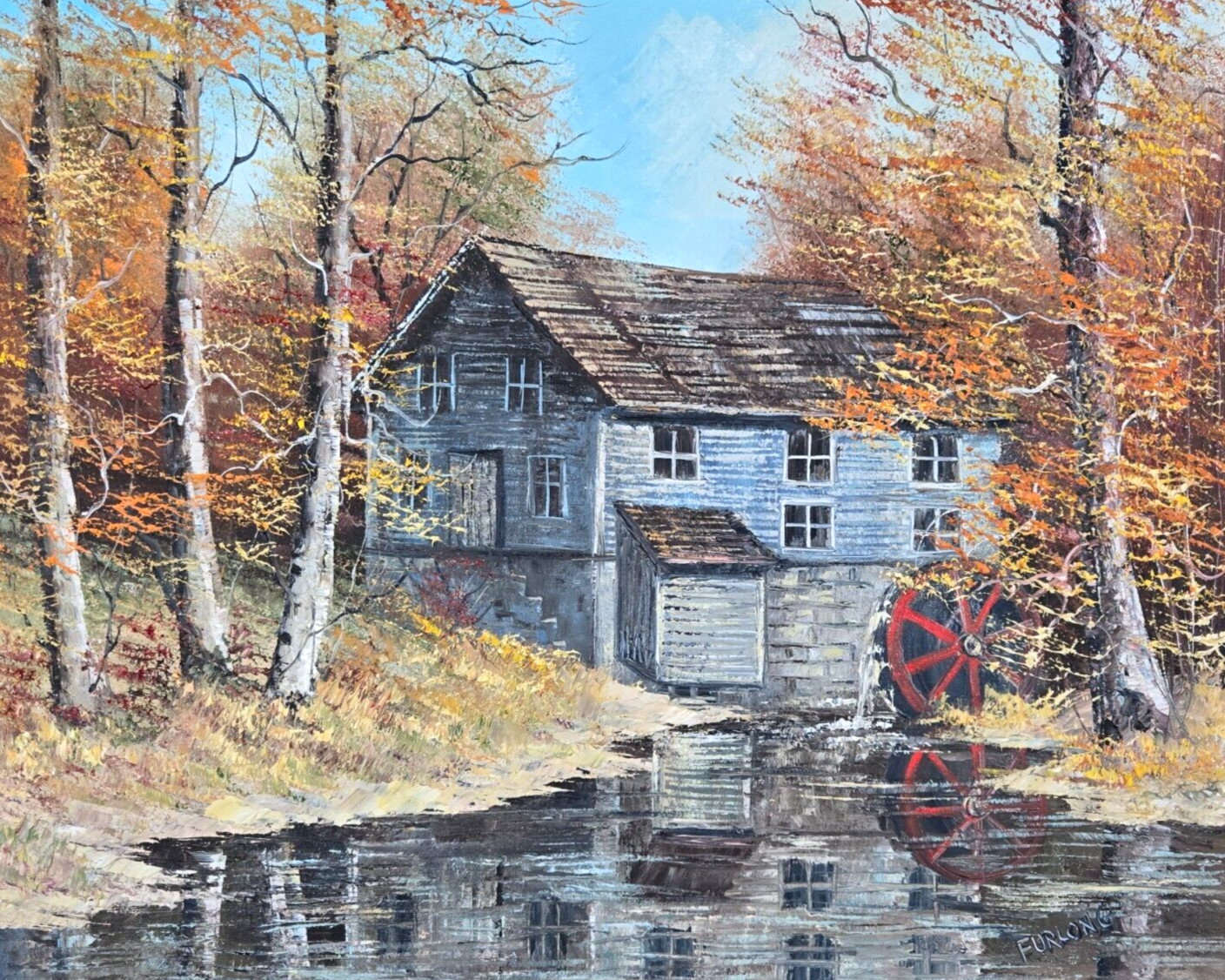 Hielene Furlong, Indiana oil painting Beck’s Mill, Salem, IN 16″ x 20″ landscape