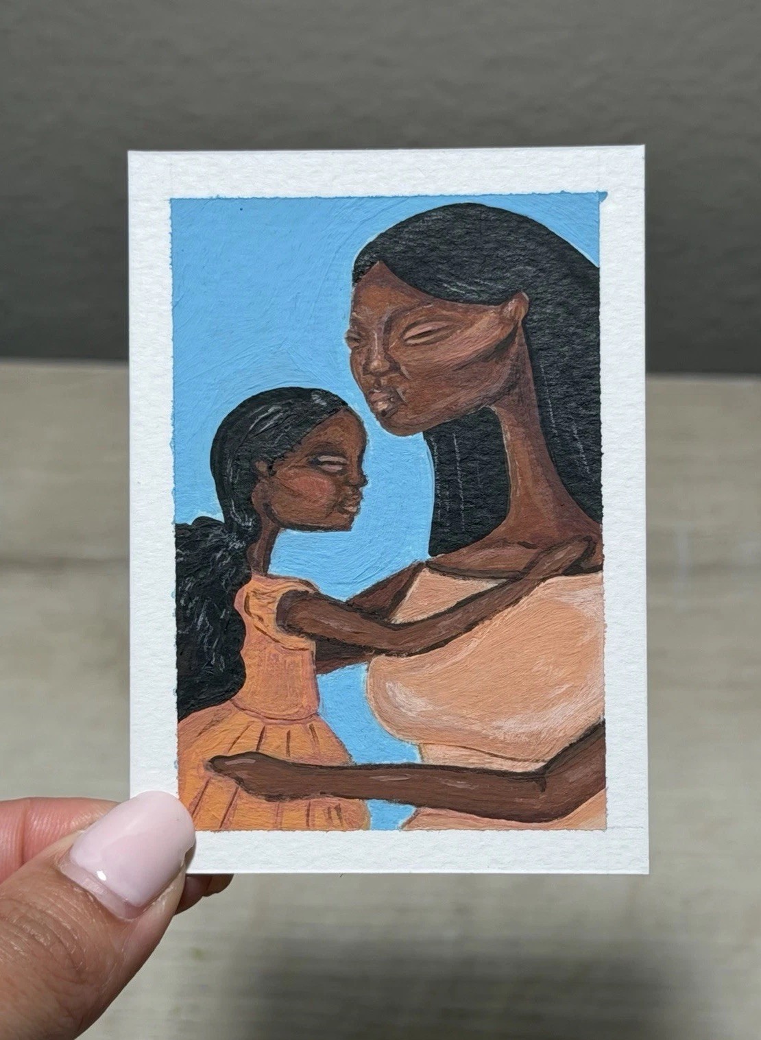 ACEO original painting ACRYLIC 2.5”x3.5” PORTRAIT