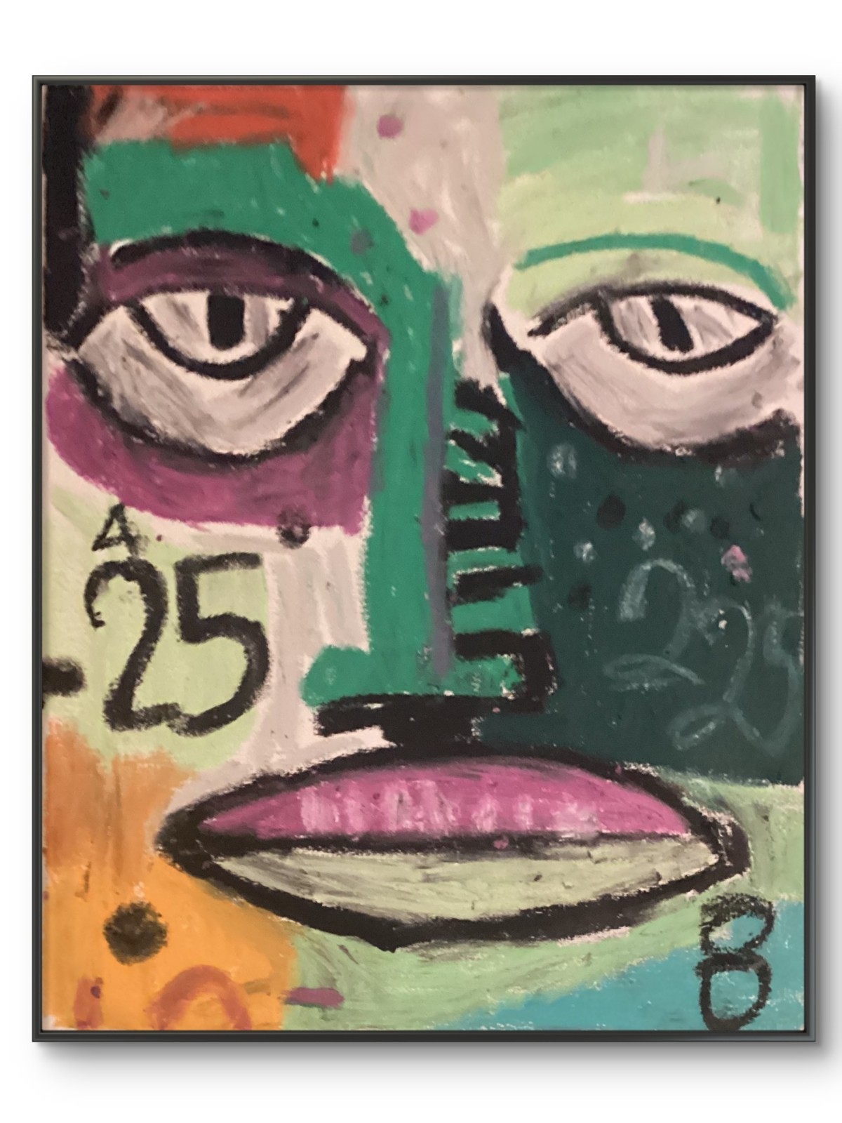 Neo Expressionism Abstract Lady Face Original Green Pink 11×14 on Canvas Panel