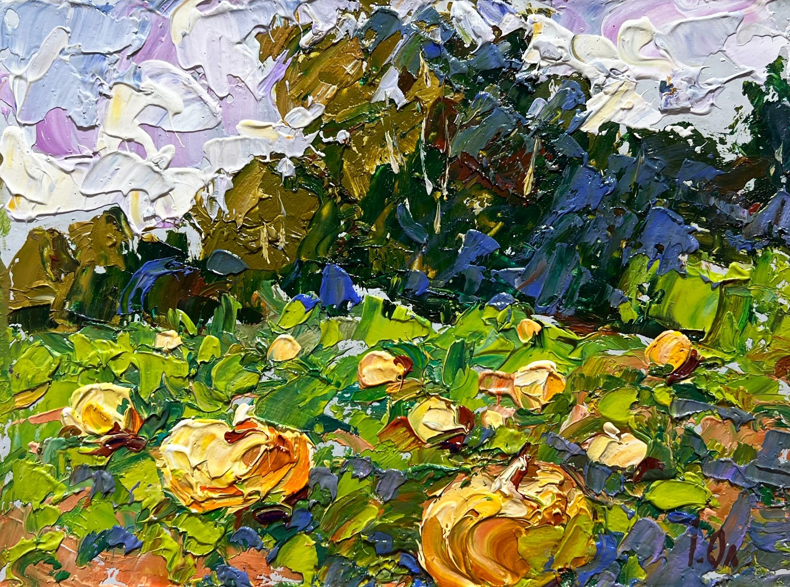 Oil Painting Vegetables O. Ivanyuk Landscape Unframed Original nAAA3927