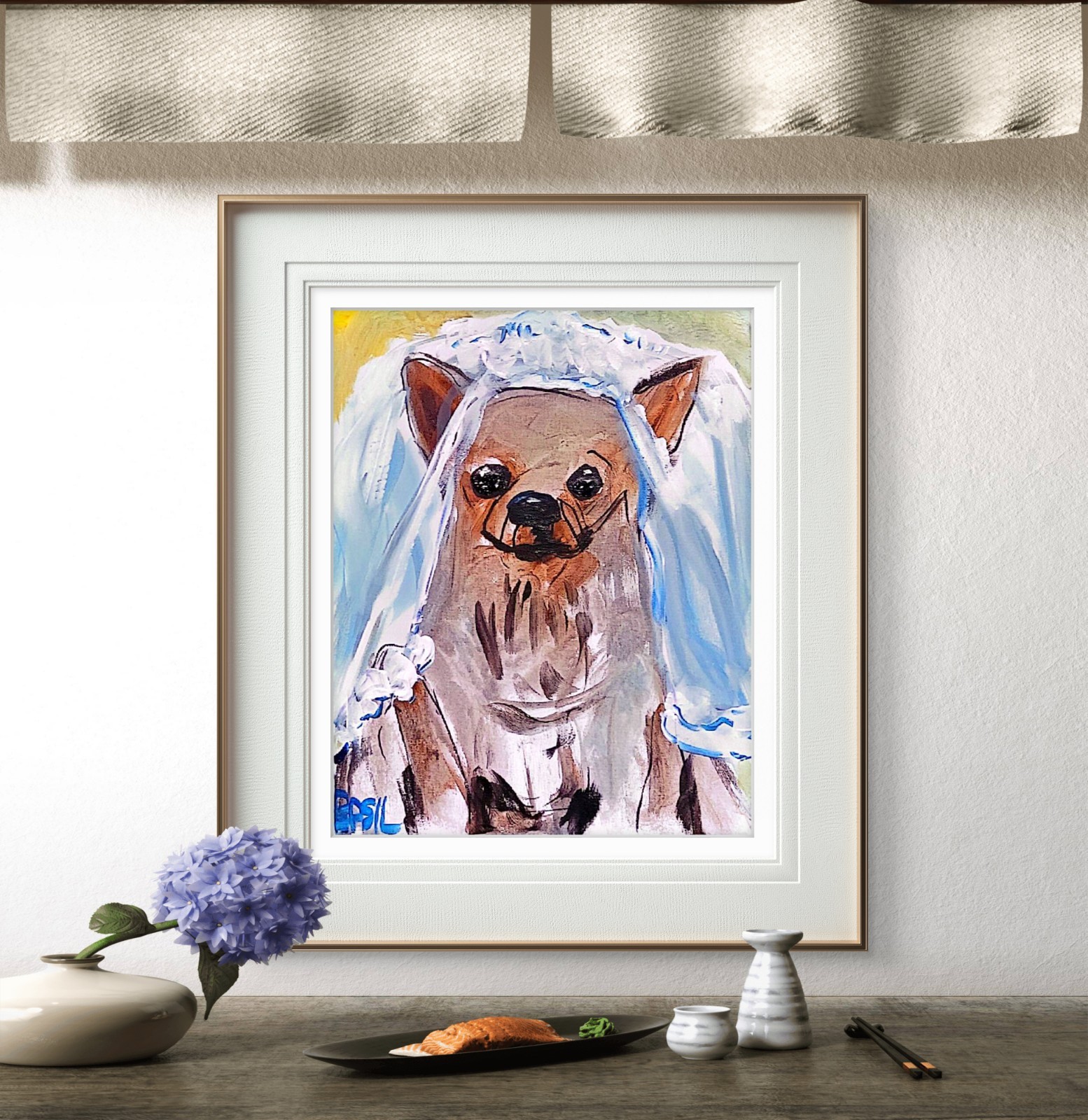 Chihuahua Bridzilla Original Expressionism Acrylic Abstract Canvas 11×14