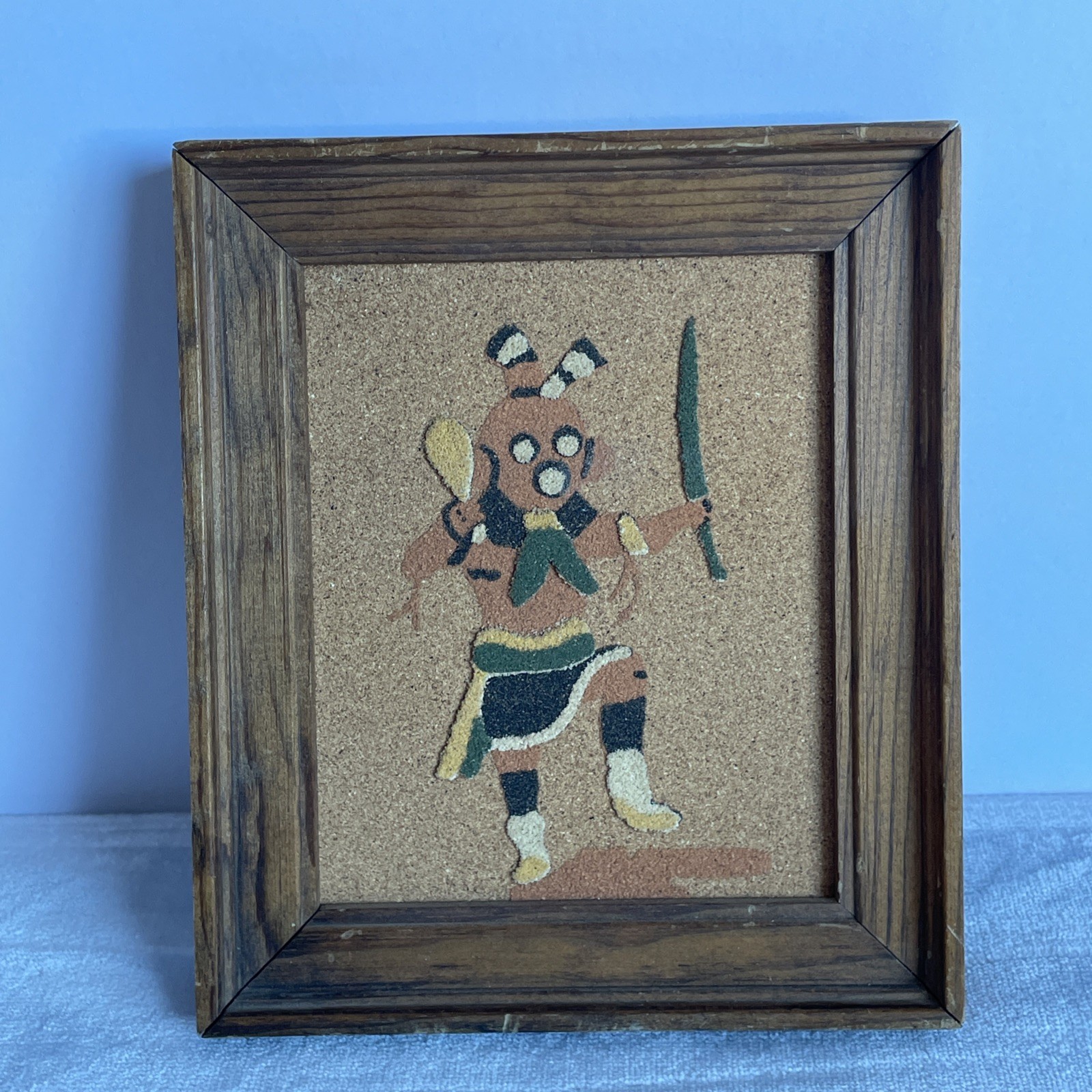 Vintage Kachina Mud Head Hopi Native American Indian Sand Art 6”x7” New Mexico