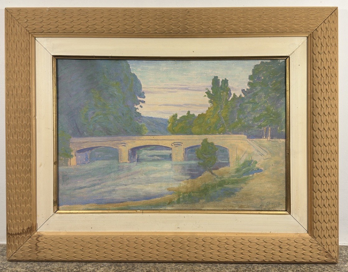 Signed Gouache: French School 20th-Century Landscape, Art Nouveau