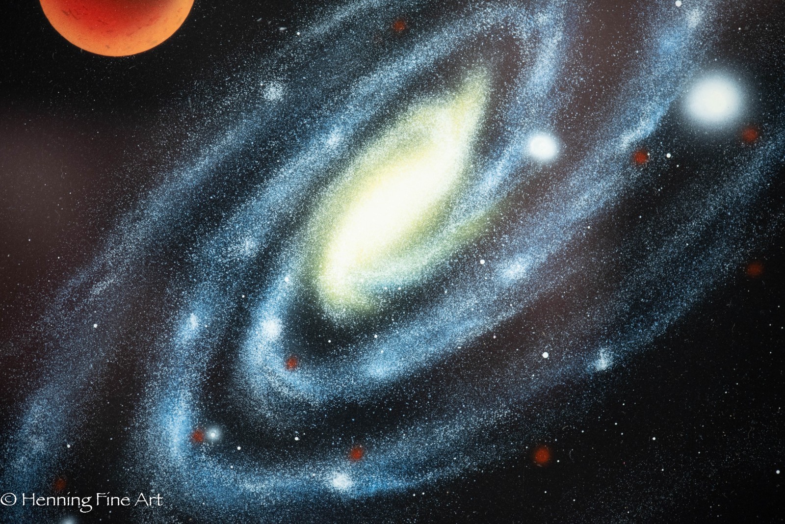 Morris Scott Dollens Original Science Fiction Space Painting Galaxy and Sun