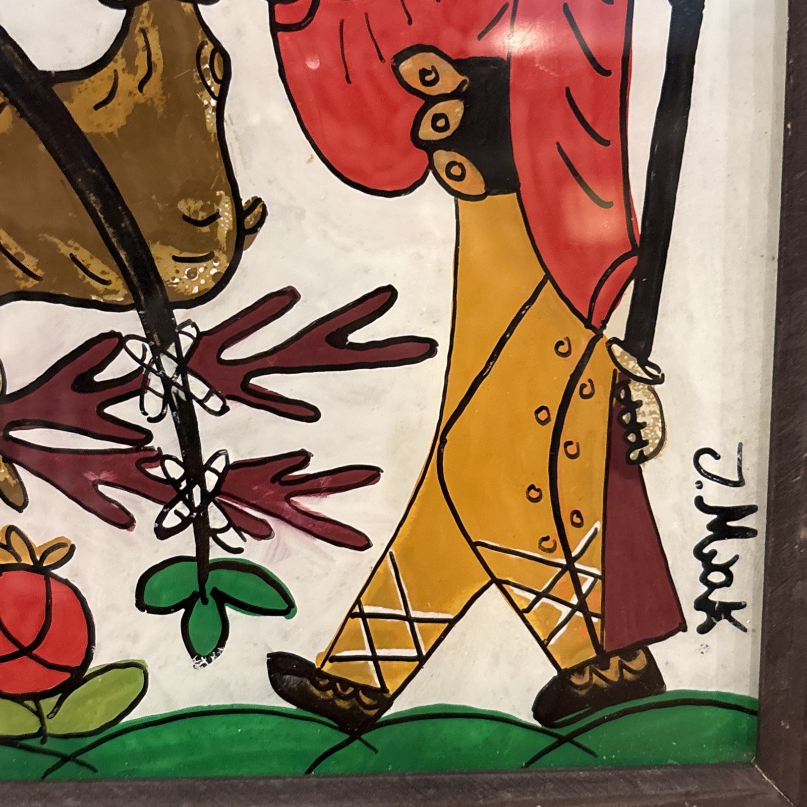 Return from Hunting Reverse Painted On Glass by Janina Mak or Irena Makowey