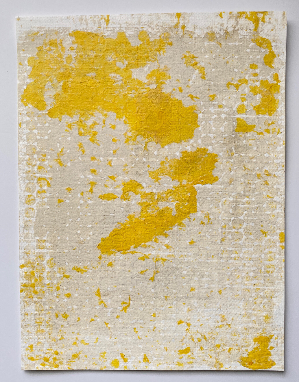 Abstract Acrylic Original Painting On Canvas Paper 9X12 Yellow