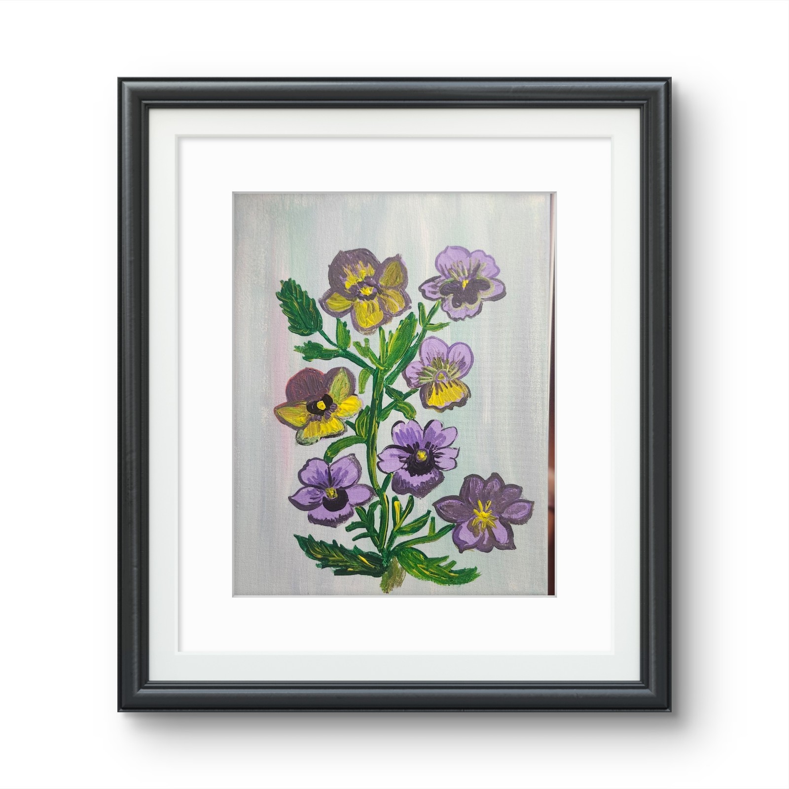 Pansy Flowers Original Painting 11×14 Acrylic Canvas Botanical Art