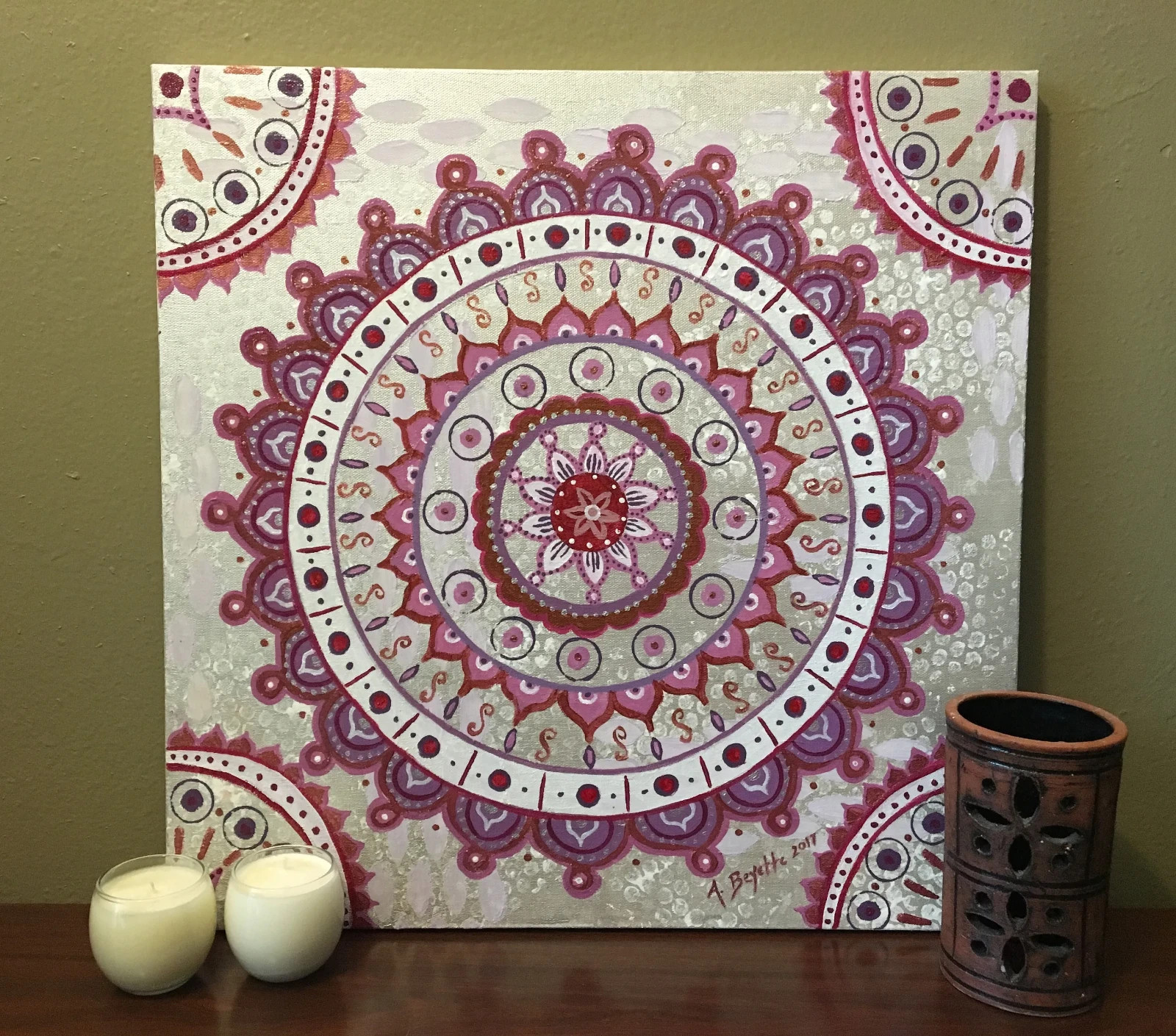 Abstract Painting MANDALA Acrylic Zen Spiritual Buddhism Meditate Circle Canvas