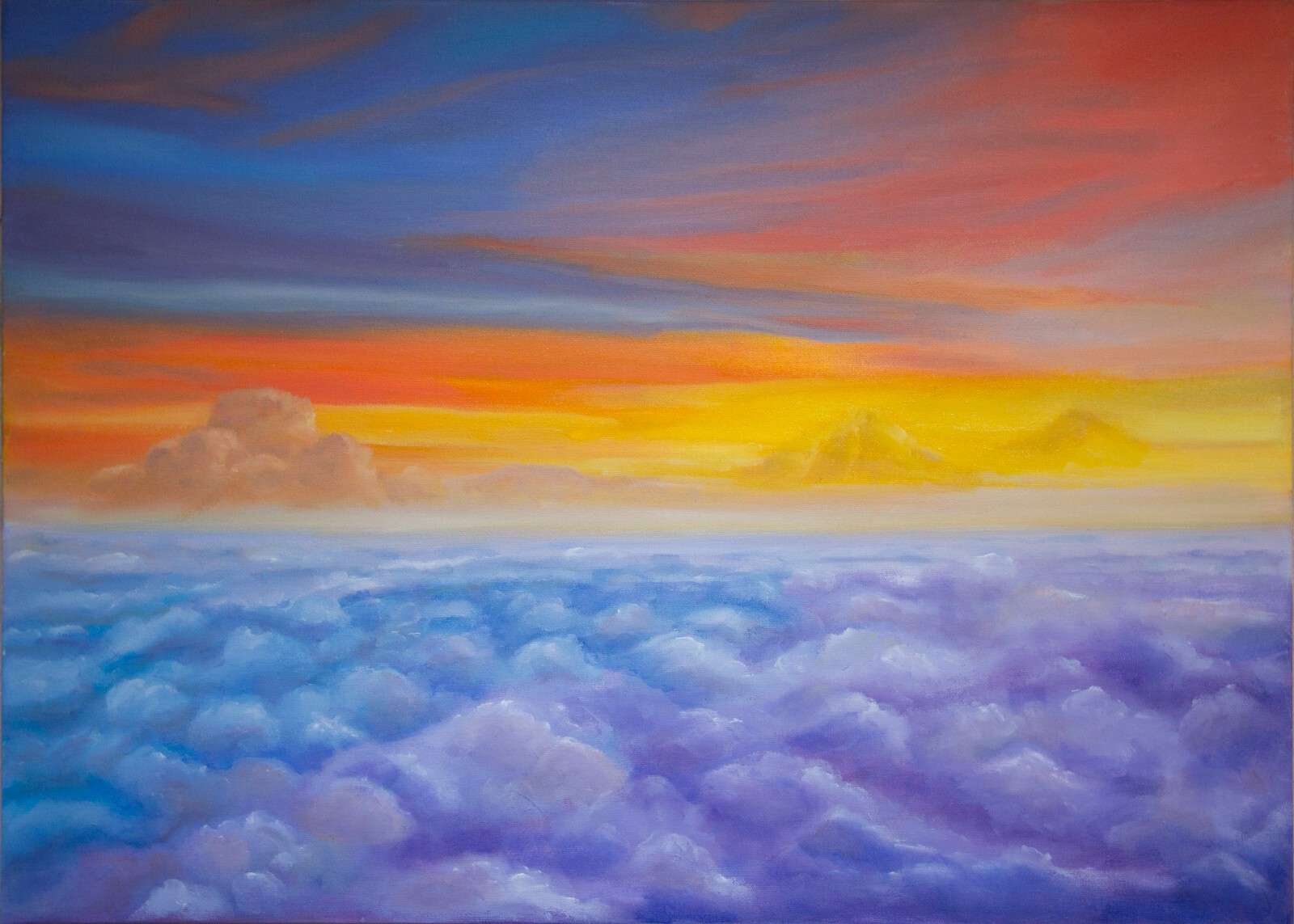 Sky painting Colorful Sunset Clouds Original Oil Painting 20×27.5 inches