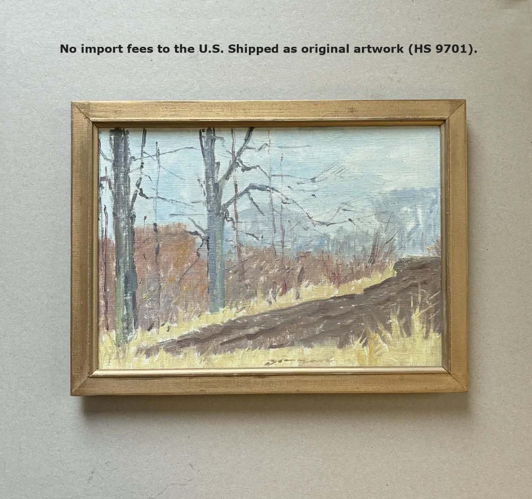 Jorn Glob (1913) Quiet 1940s Danish Woodland Scene. Oil painting. COA