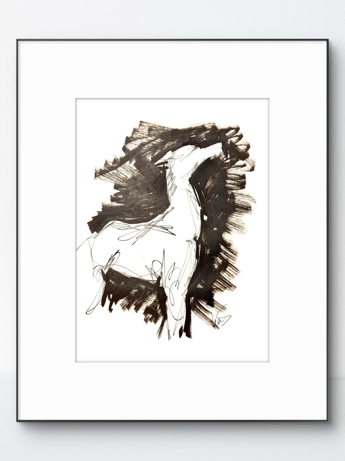 SAMATOWIC Original Abstract Dog 9×12 Paper Ink Sketch Signed Fine Art 28