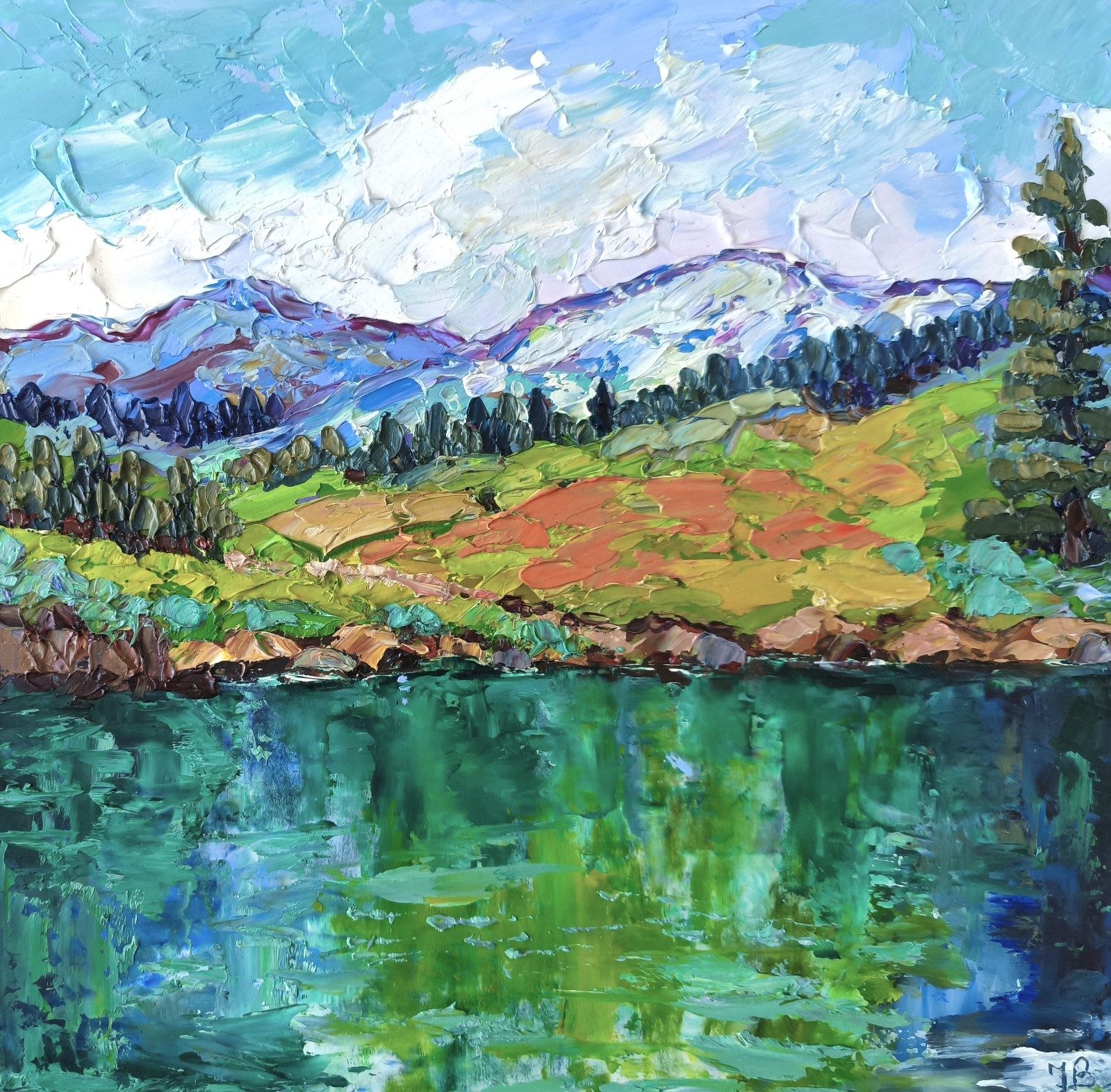 Colorado Oil Painting 10x10in Original Art Textured Landscape Panel Signed
