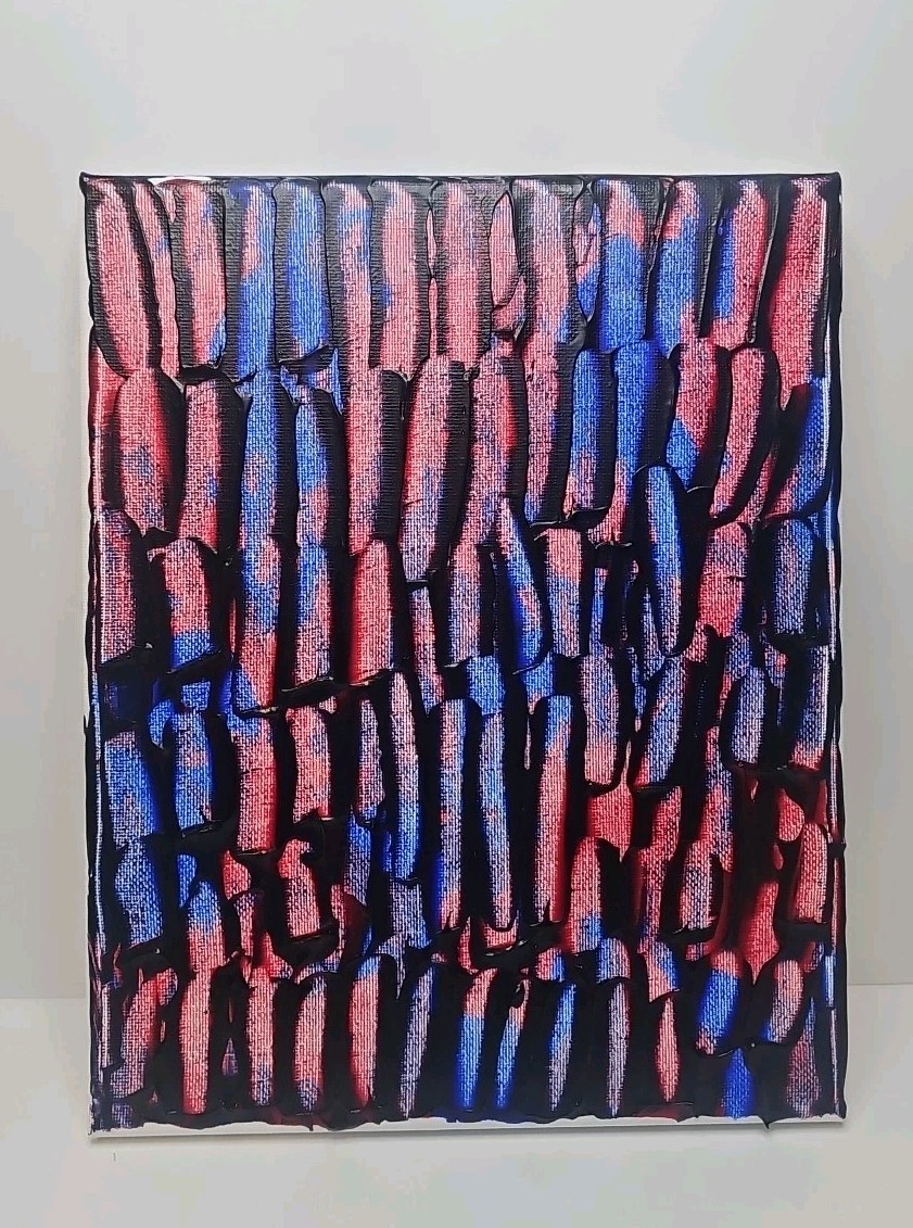Red And Blue Multicolor Acrylic Abstract Original Art 8×10 Canvas