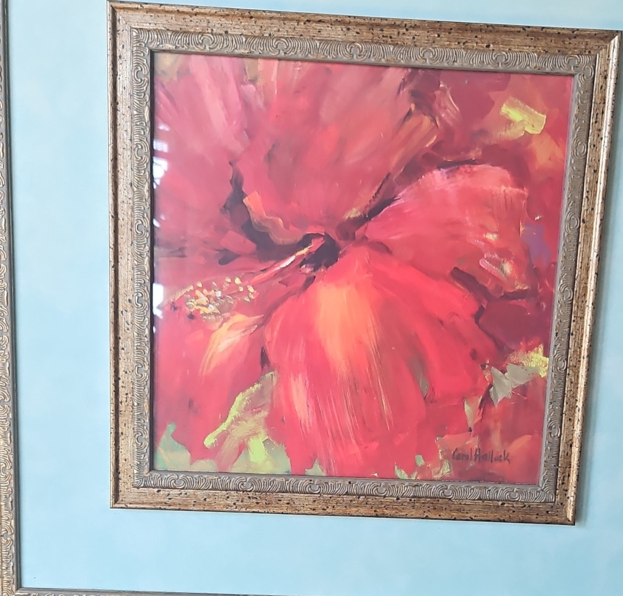 Two Carol Hallock Facsimile signed Floral Framed, Contemporary Art