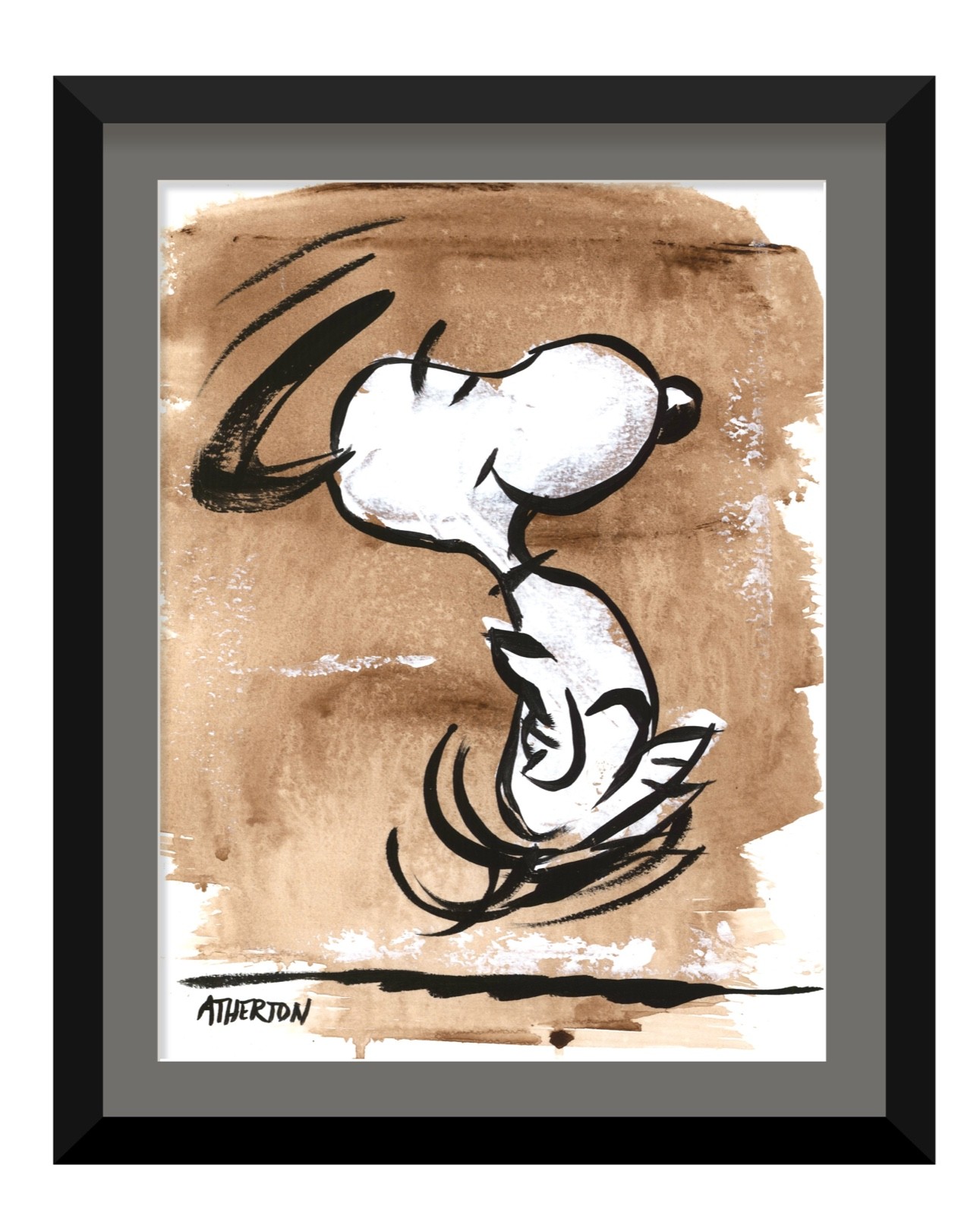 Original Dancing Dog Painting Whimsical Cartoon Art Acrylic «Snoopy Dance 3»
