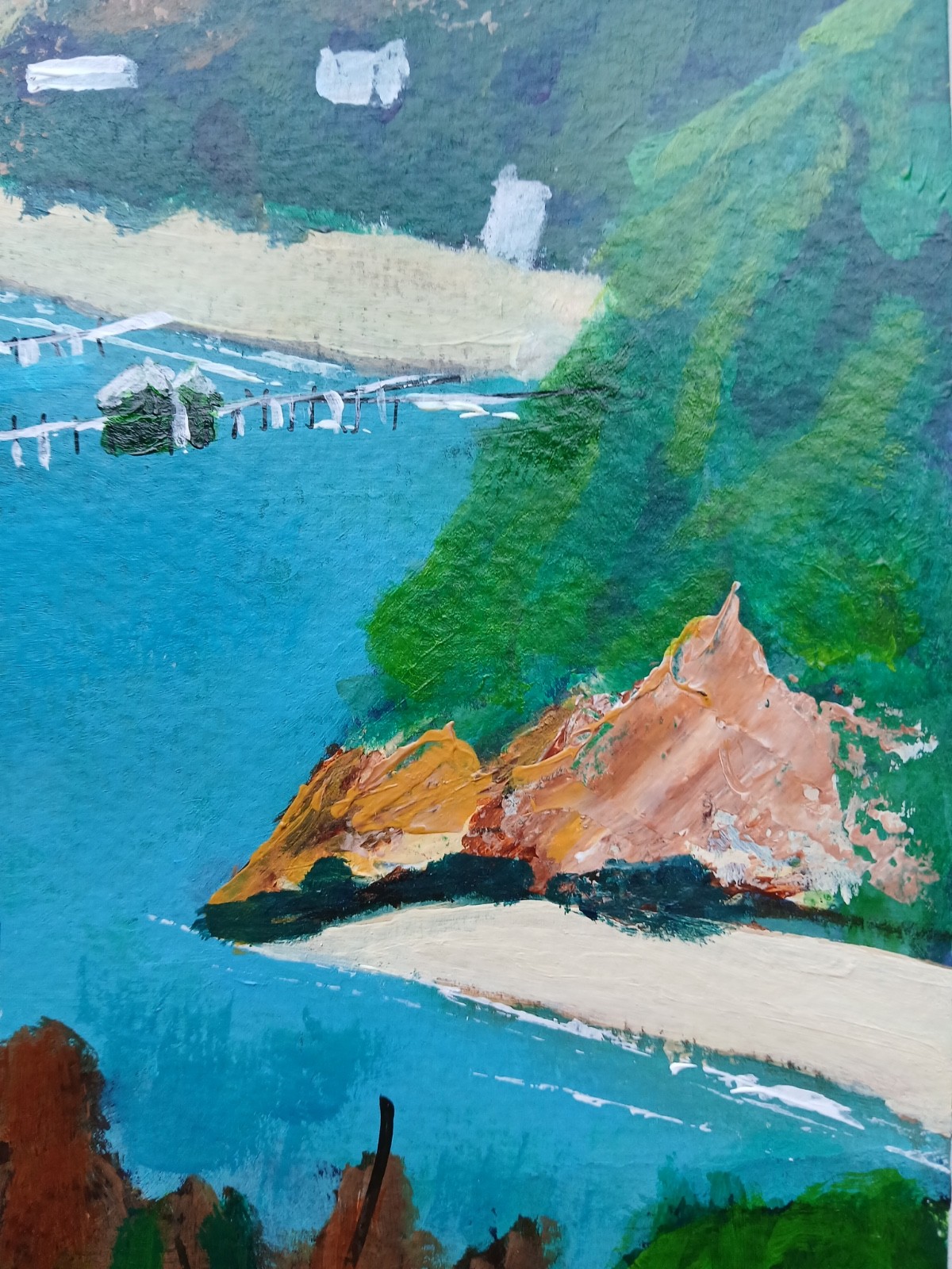 Impressionistic 11×14 Sorento, Australia Seascape Original Acrylic Art Painting