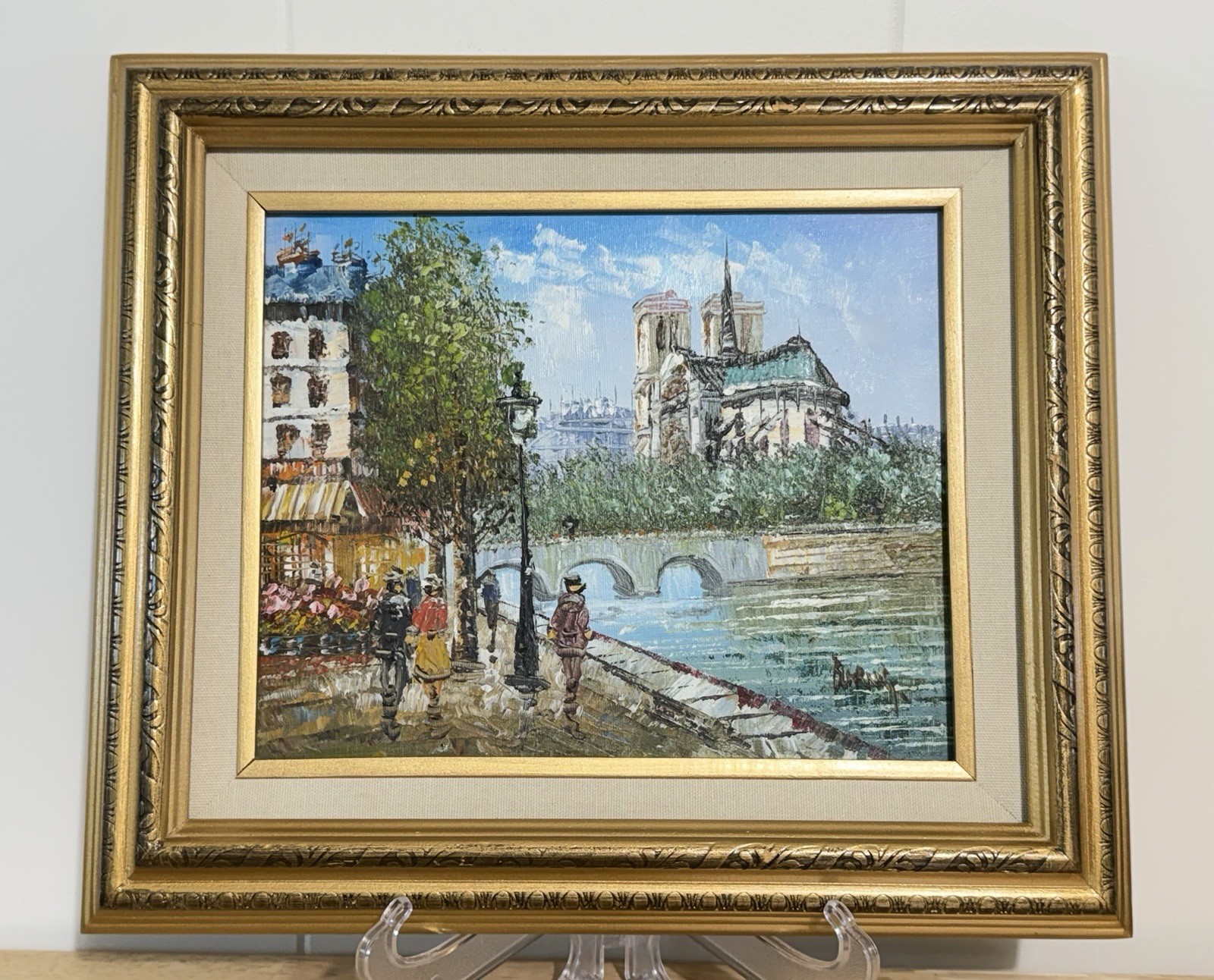 Impressionist Paris Scene Painting Caroline Burnett Gilt Frame