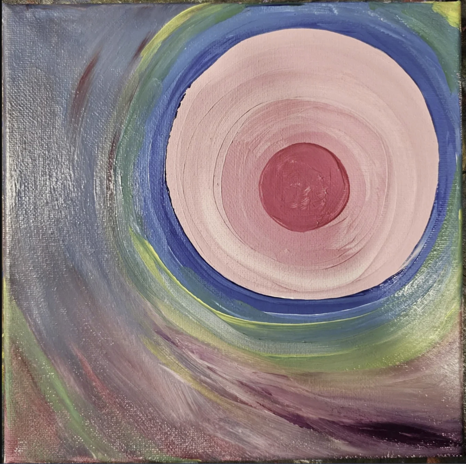 Original 8×8 Abstract Acrylic Painting – Meditation Art / Altar Decor