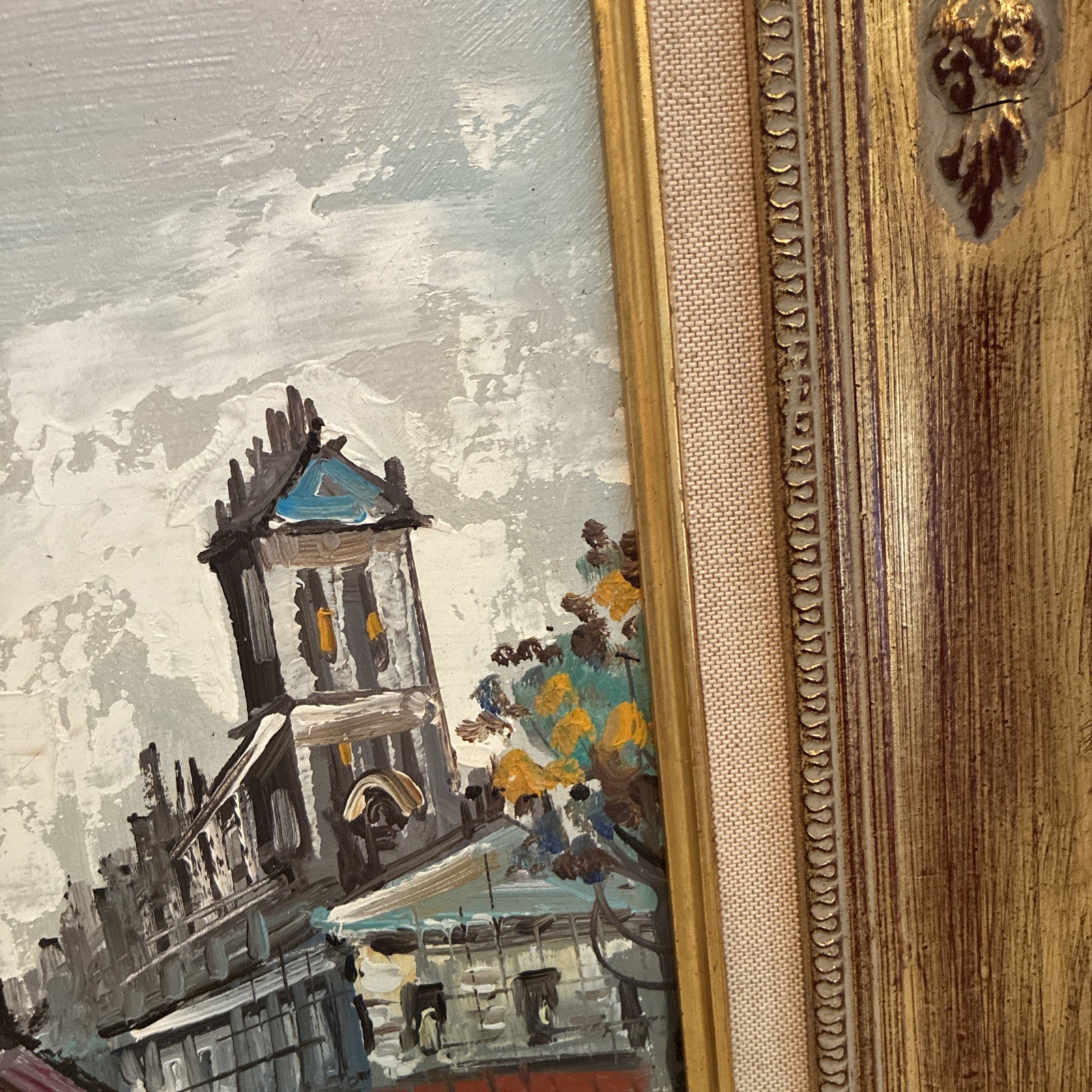 VTG Antonio DeVity Signed Oil on Canvas Painting. City Scene 17×12 Framed