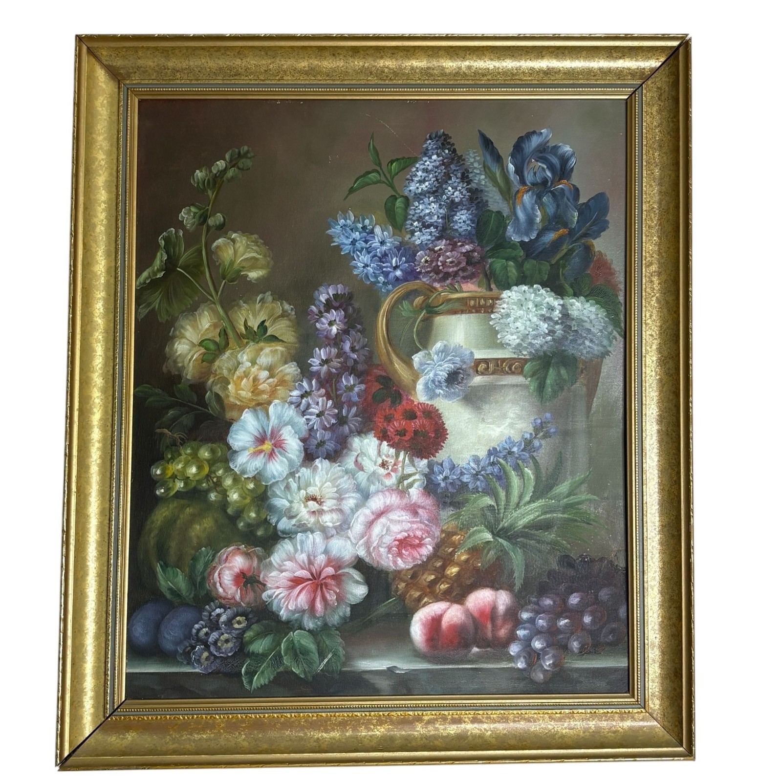 Vintage Floral Still Life Oil Painting Framed 24″ X29″