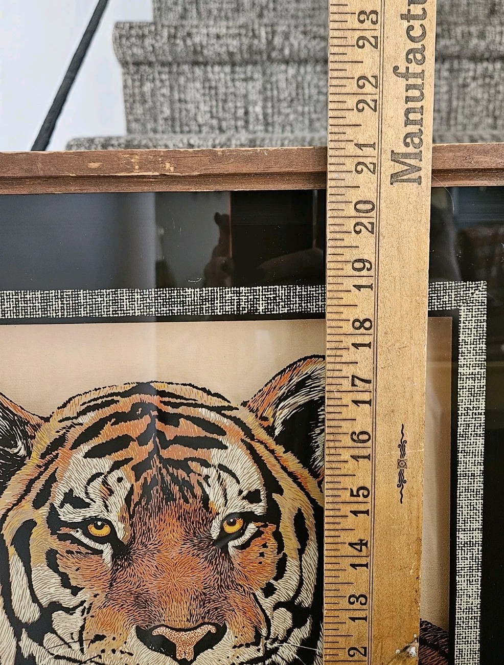 Rare 2 Framed Reverse On Glass Tiger Lion Lulu’s Inc Vintage 77′ Wall Art Retro