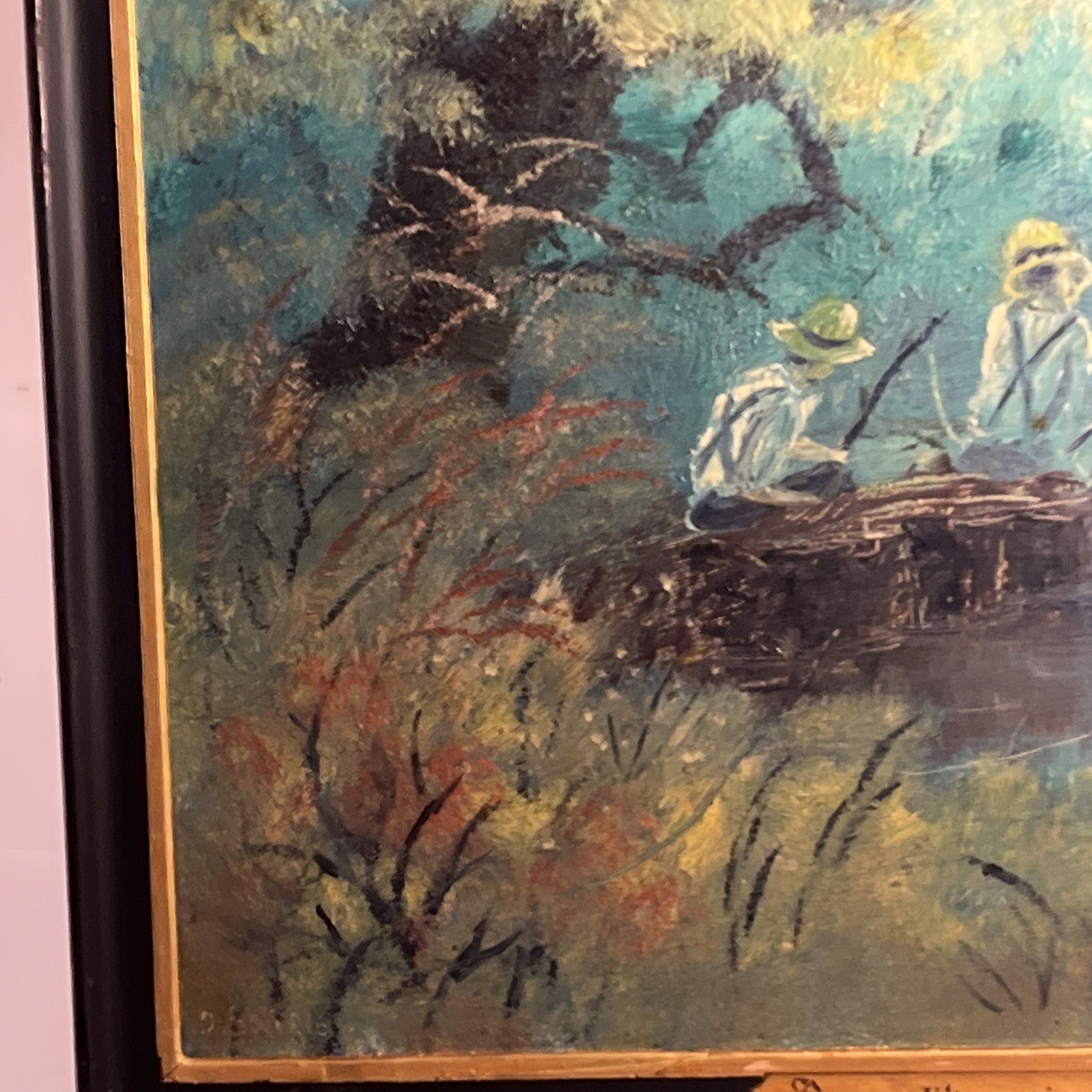Vintage MCM Impressionist Oil Painting “Peace Like A River” Signed D Burris