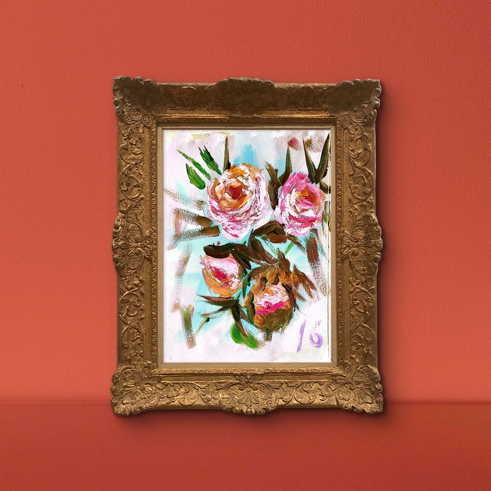 Rose Bloom Study Contemporary Expressionist Original Painting