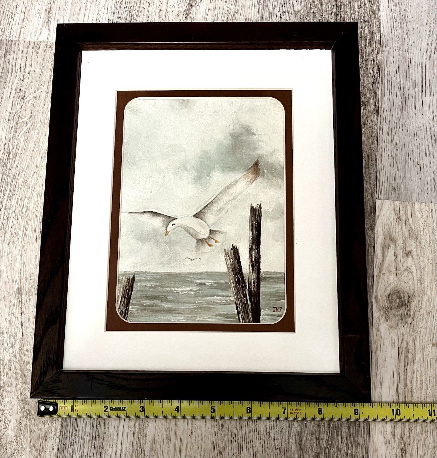 Coastal Framed Signed Seagull Painting Original Beach Nautical