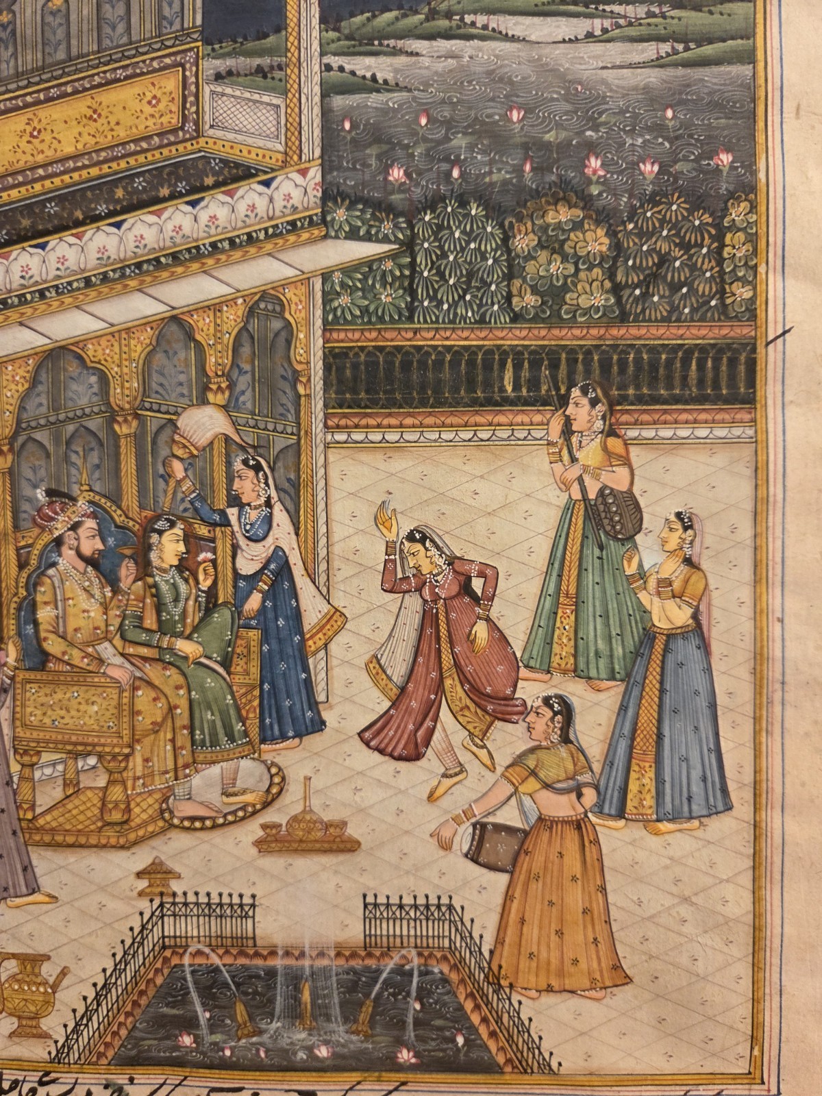 Indian Miniature Painting A Mughal King & Queen Wedding 13.5×17.5 Inches Frame