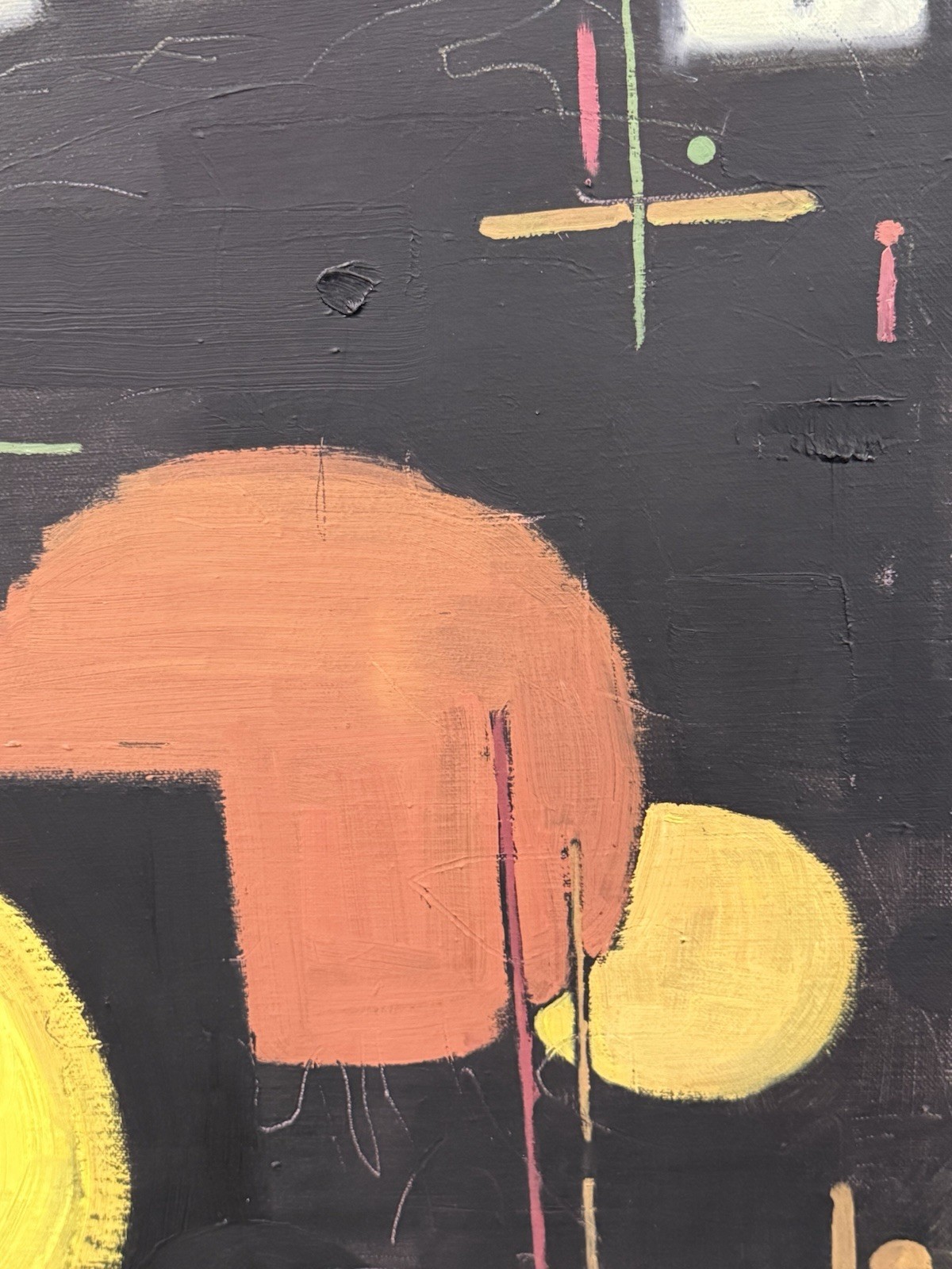 Vintage Abstract Expressionist Painting Biomorphic Geometric Shapes Signed 2012
