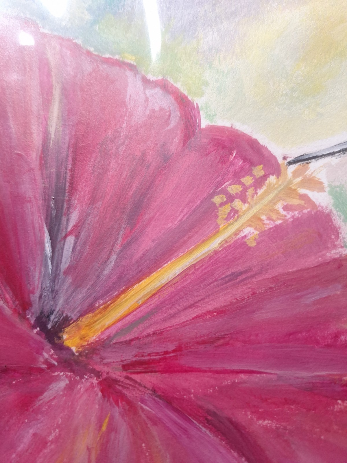 Original Golden 9×12 Impressionist Hummingbird Acrylic Paper Signed Home Decor