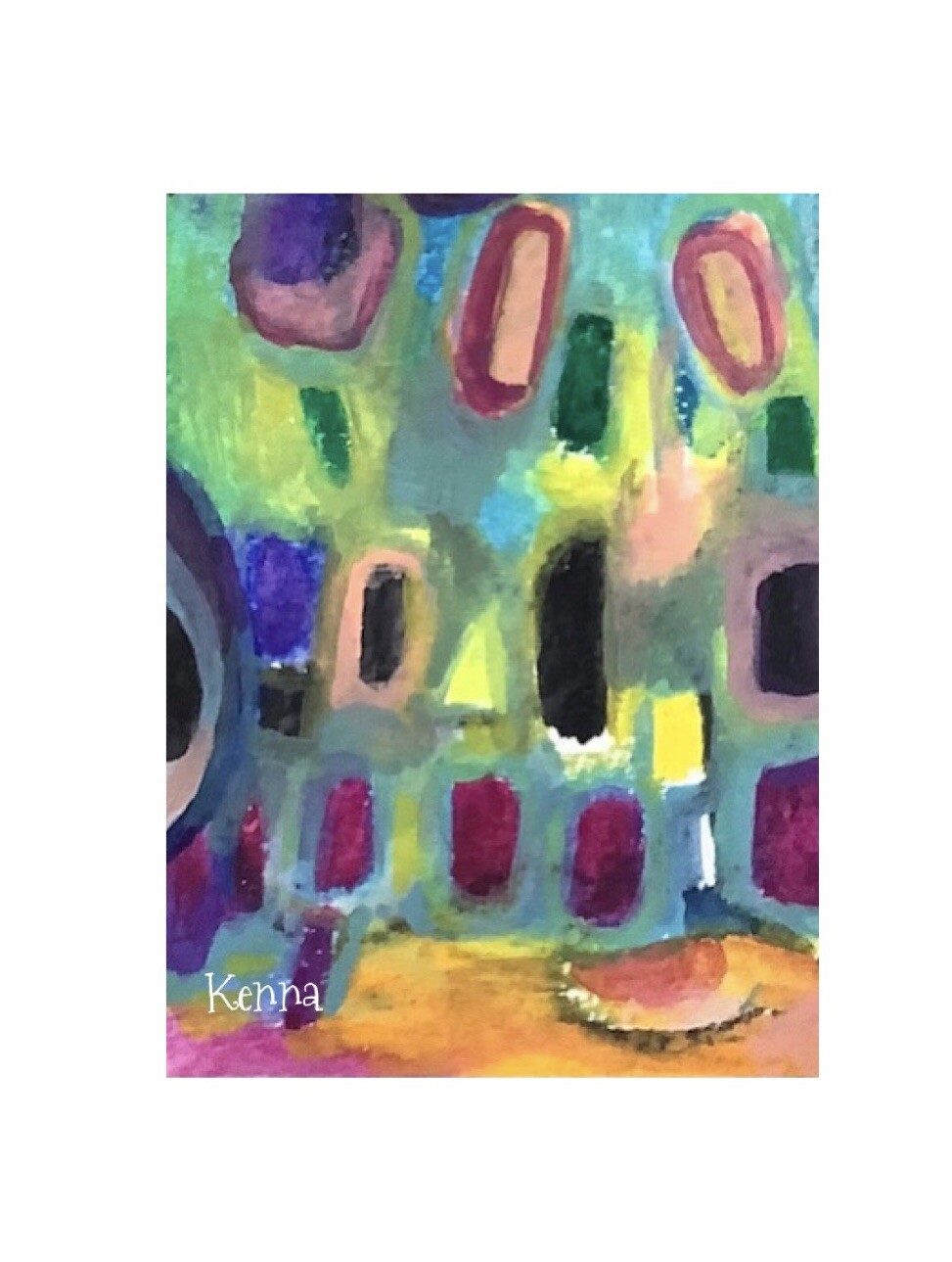 ACEO Painting by Kenna Abstract Original 2.5” X 3.5” Signed ÀTC