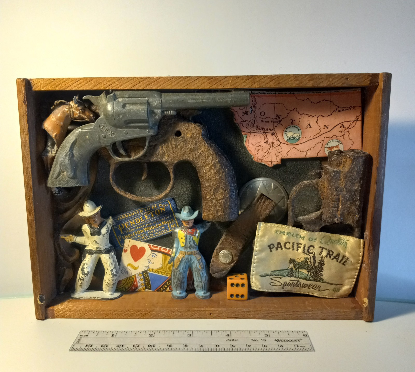 Vintage Folk Art Cigar Shadow Box Scene Art One Of A Kind