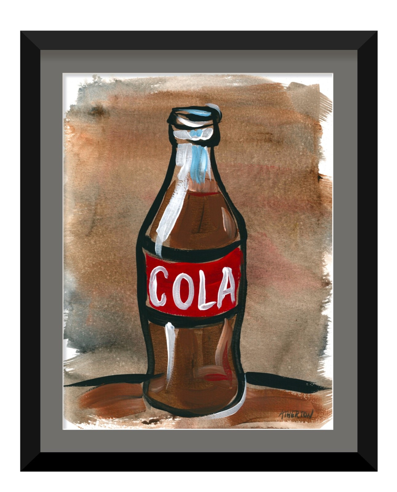 Atherton 9×12 Original Pop Art Cola Bottle Painting Coca Cola Inspired Folk Art