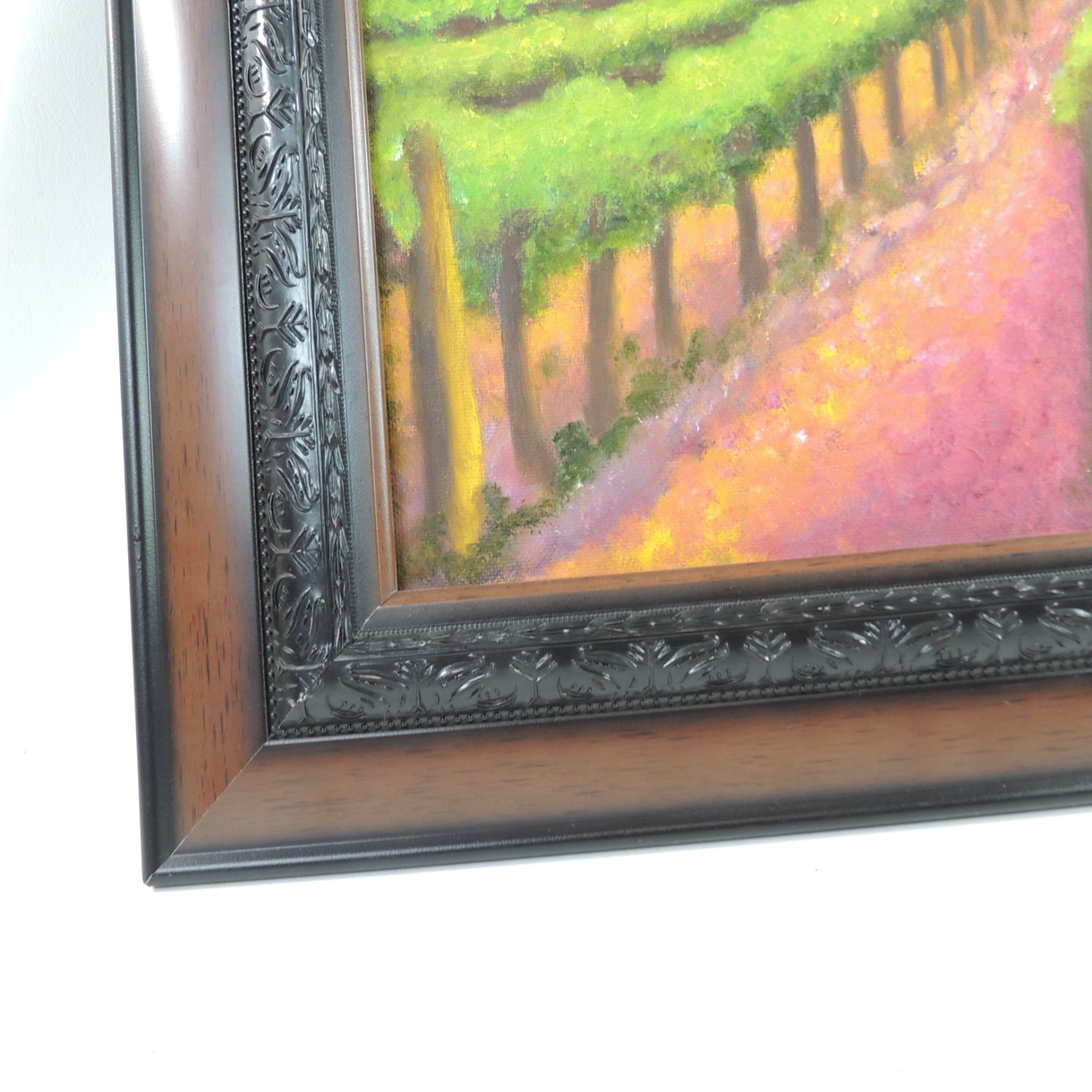 Original Painting Springtime Vineyard in the Foothills Brilliant Colors Framed