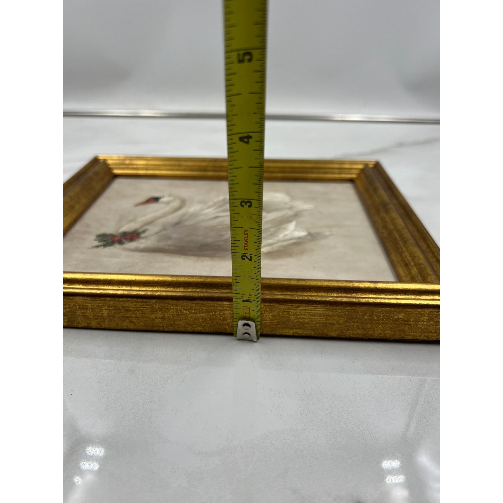 Threshold Studio McGee Framed Canvas Board Swan Holiday Wreath Gold Frame 10×8
