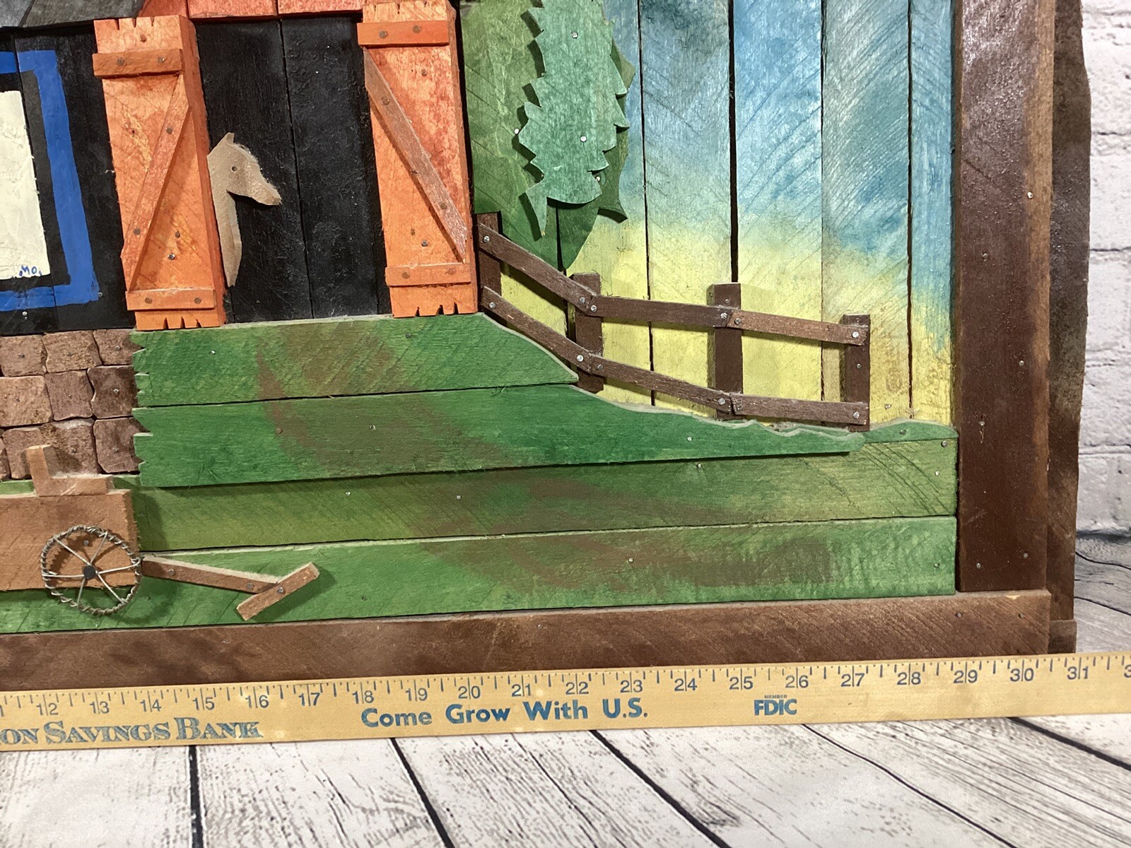 Degroot Style Lath Wood Mosaic Folk Art Horse Barn Silo 3D Clinton Mo GristMill