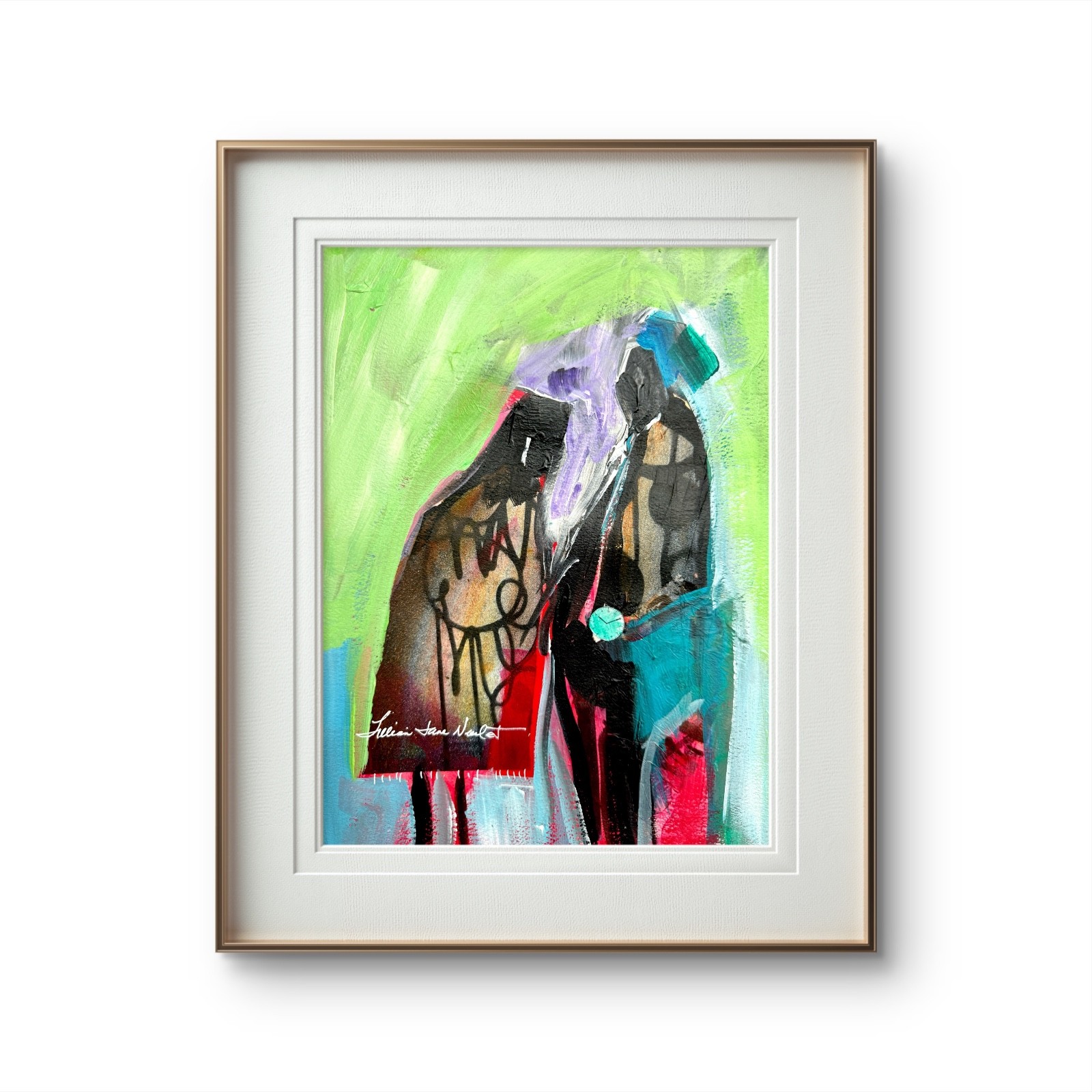 11″x14″ Modern Abstract Figure on Paper Wall Art