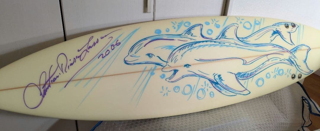 Christian Riese Lassen Signed Original Art Live Surfboard 2006 Dolphin