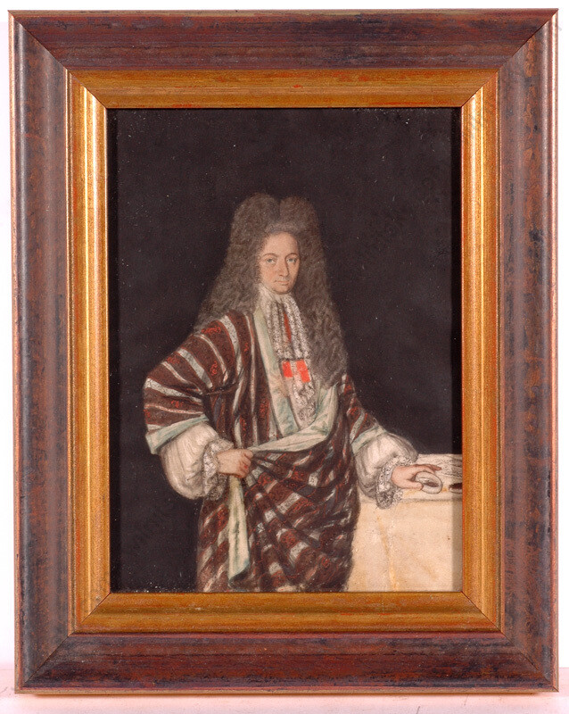 Attributed to Christian Luna (1671-1729) Large Portrait Miniature on Vellum (m)