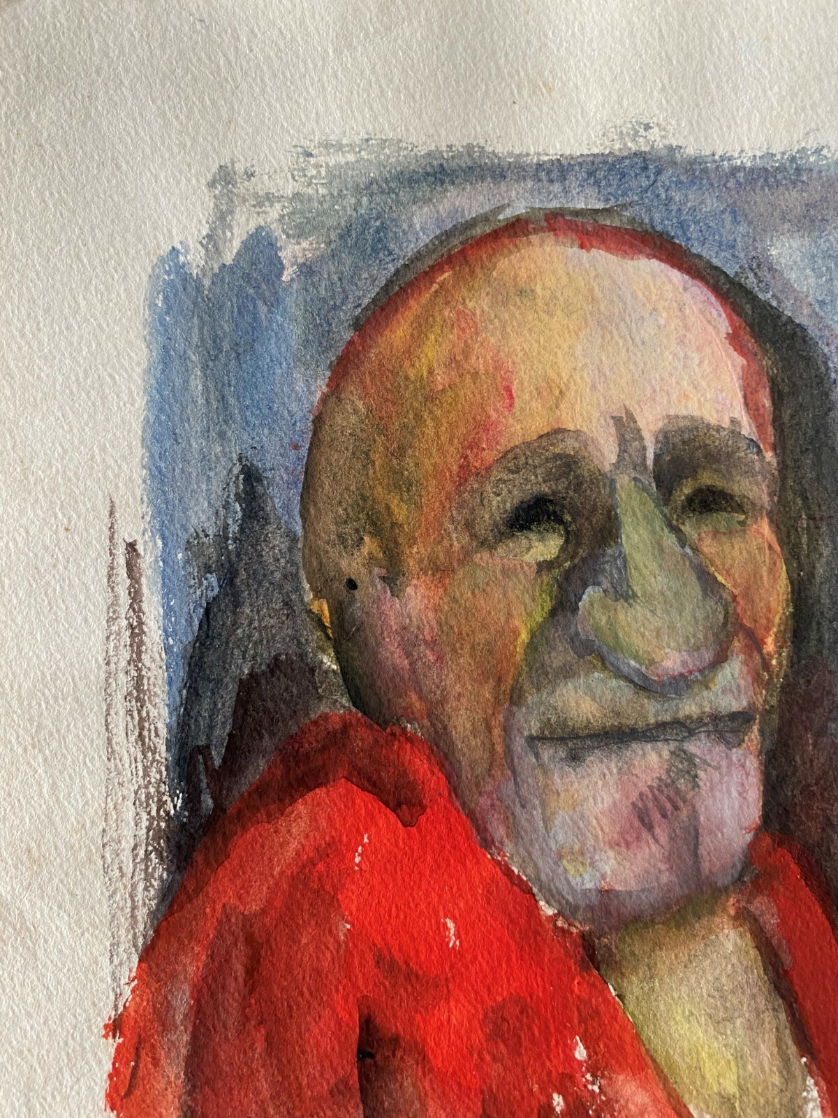 Juan David. Self-Caricature, ca 1978. Mixed media on cardboard. Original art.