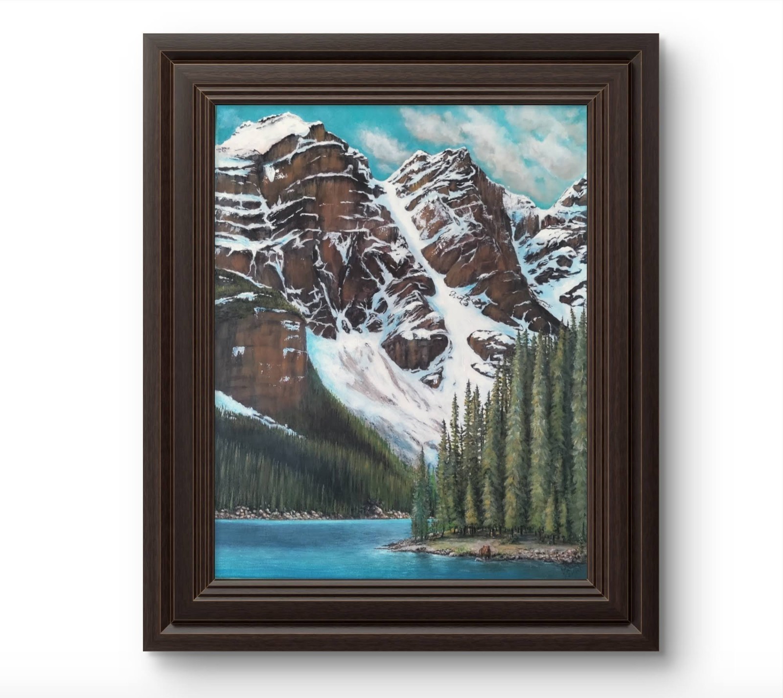 Original Blue Lake Mountains 16 x 20 Acrylic Wall Painting