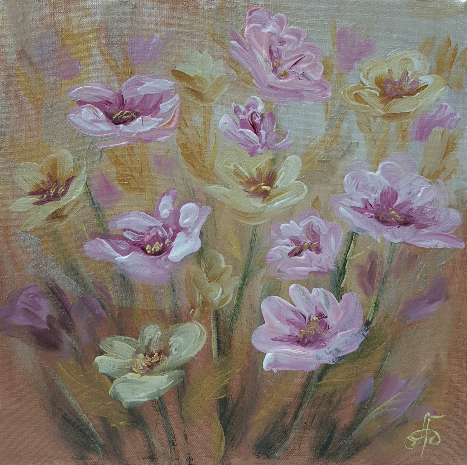 Original Flowers Hand Painted Artwork Home Decor Gift Wall Art Ukrainian Artist