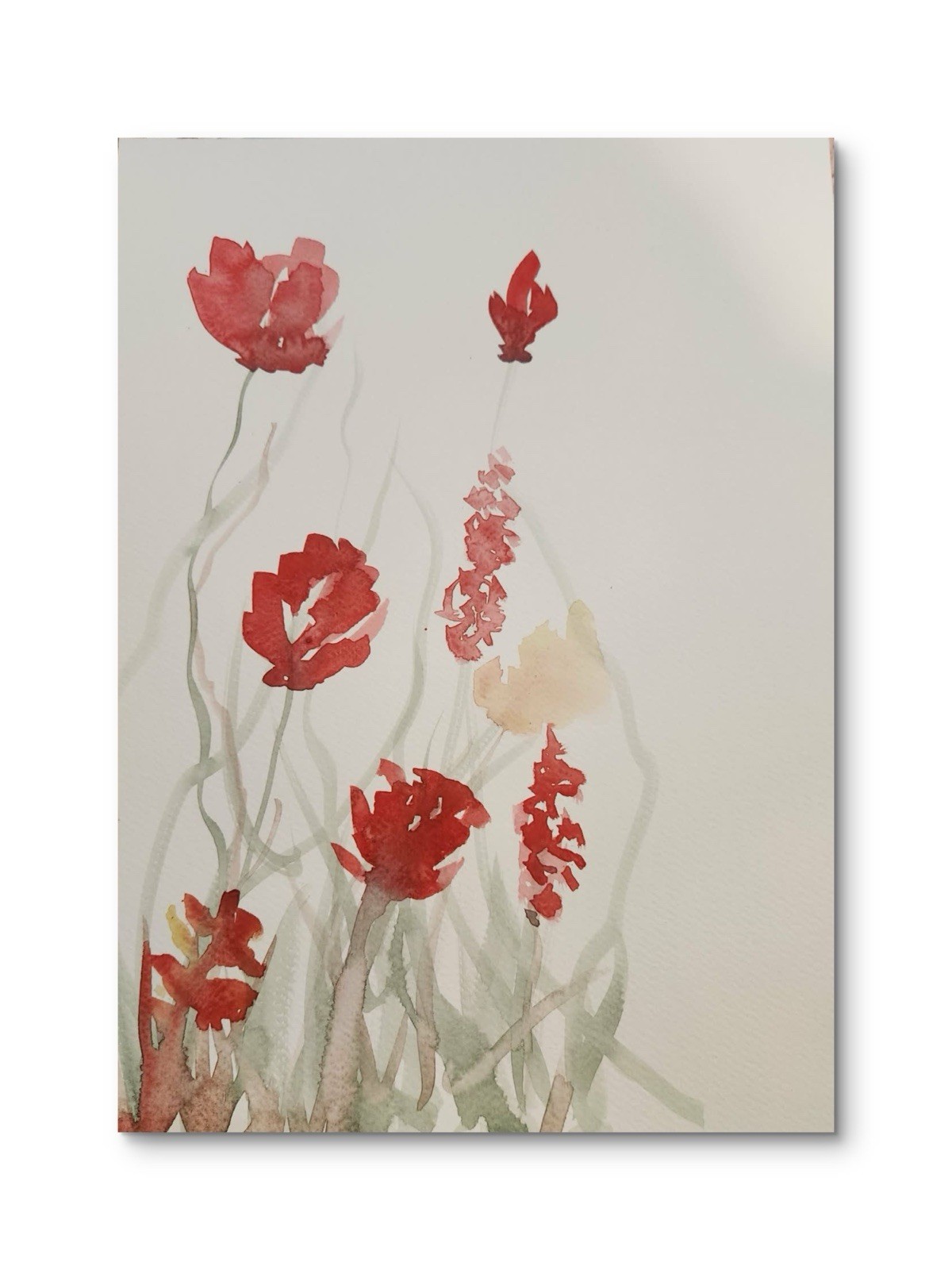 Abstract Flowers Colorful Modern Unique Bold Art Watercolor Mixed Media Paper