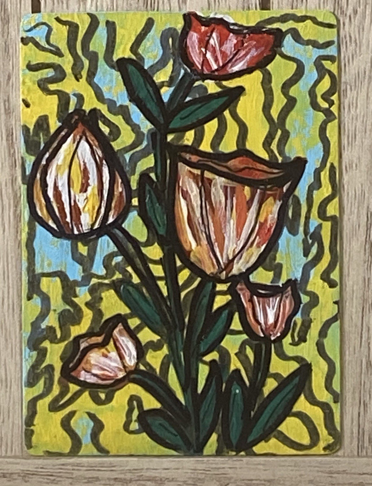 Tulips. Original ACEO Art Card