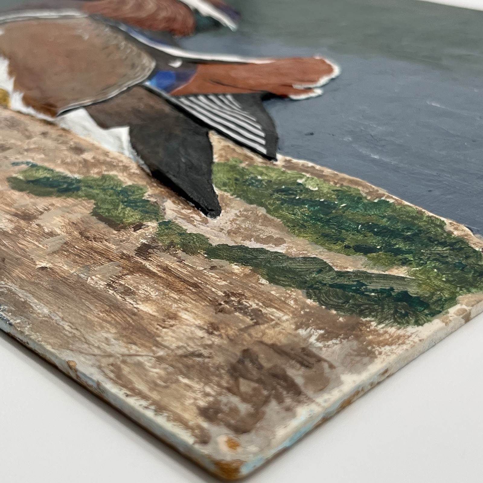 Original & Signed Mandarin Duck 3D Mixed Media Painting 16×20” By Barbara Weber