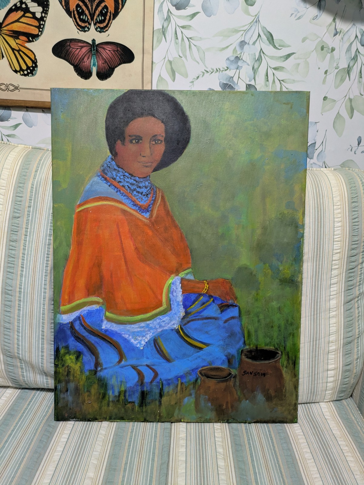 Vintage 18×24 Original Painting Replica Native American Seminole Girl Portrait