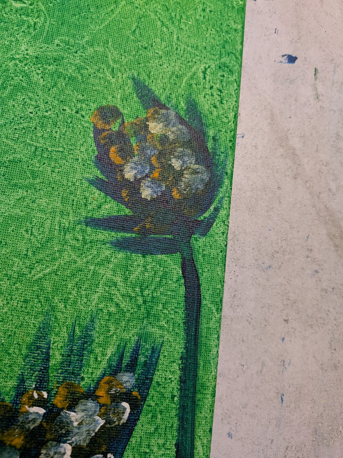 Flowers Painting 11×14 Green Abstract Expressionist Original Canvas Wachtel